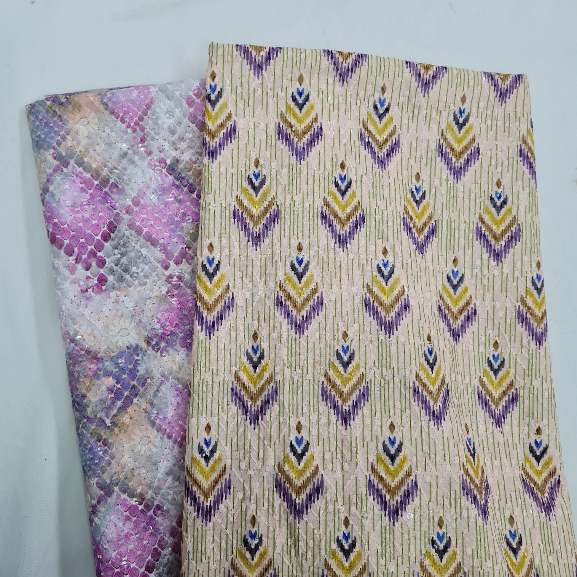 Multicolor Handblock Cotton Embroidery Mix Match Set - TradeUNO