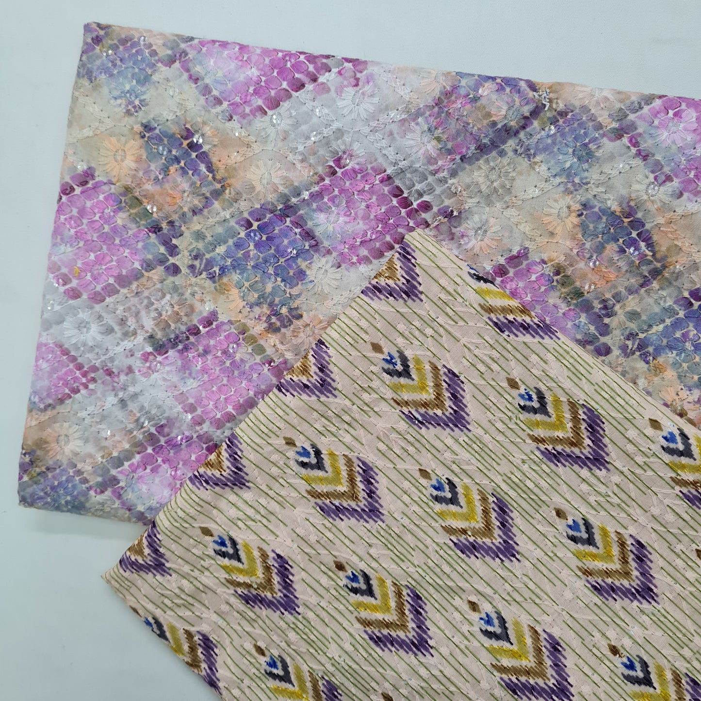 Multicolor Handblock Cotton Embroidery Mix Match Set - TradeUNO
