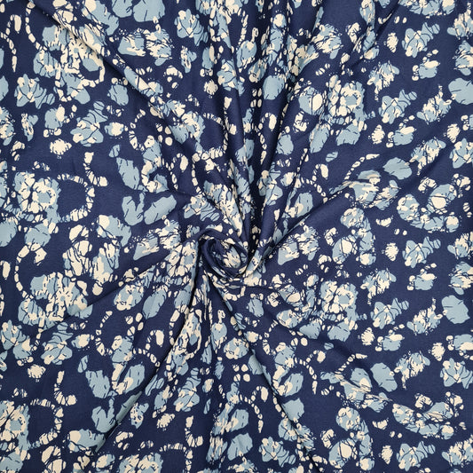 Navy Blue Abstract Crepe Fabric