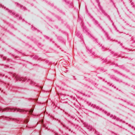 White & Pink Tie & Dye Crepe Fabric