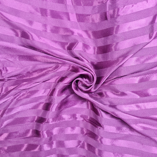 Wine Stripe Print Poly Satin Fabric