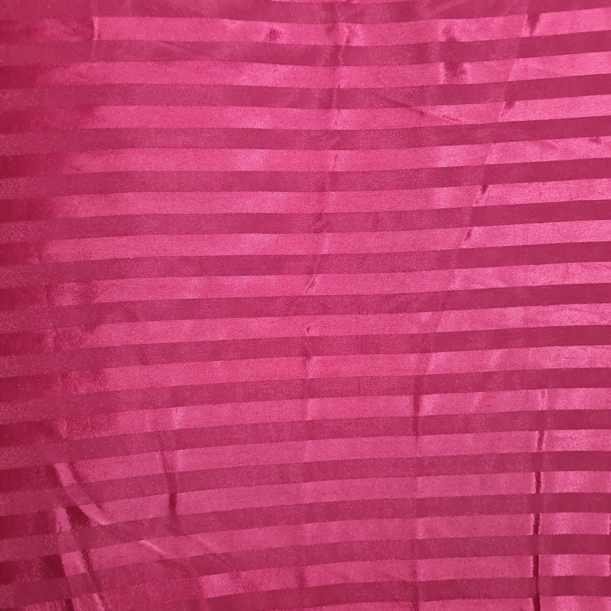 Red Stripe Print Poly Satin Fabric - TradeUNO