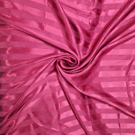 Red Stripe Print Poly Satin Fabric
