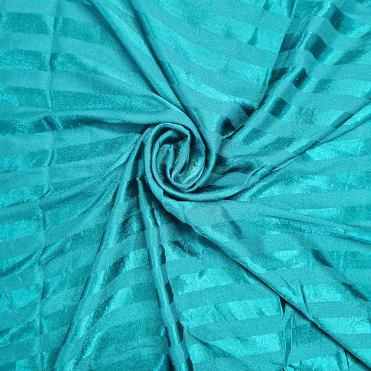 Dark Green Stripe Print Poly Satin Fabric