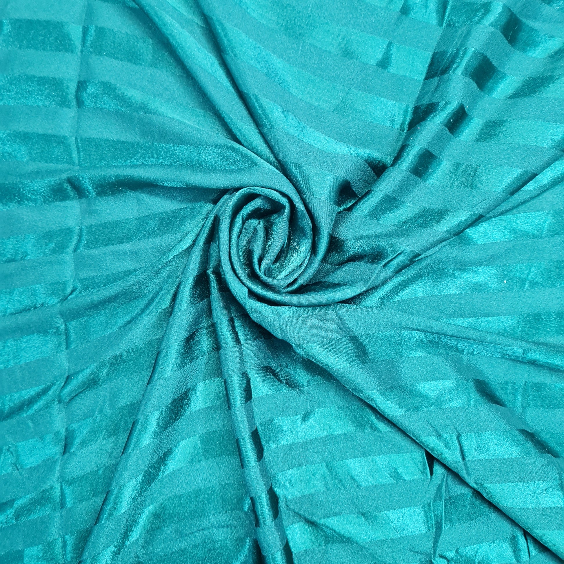 Dark Green Stripe Print Poly Satin Fabric - TradeUNO