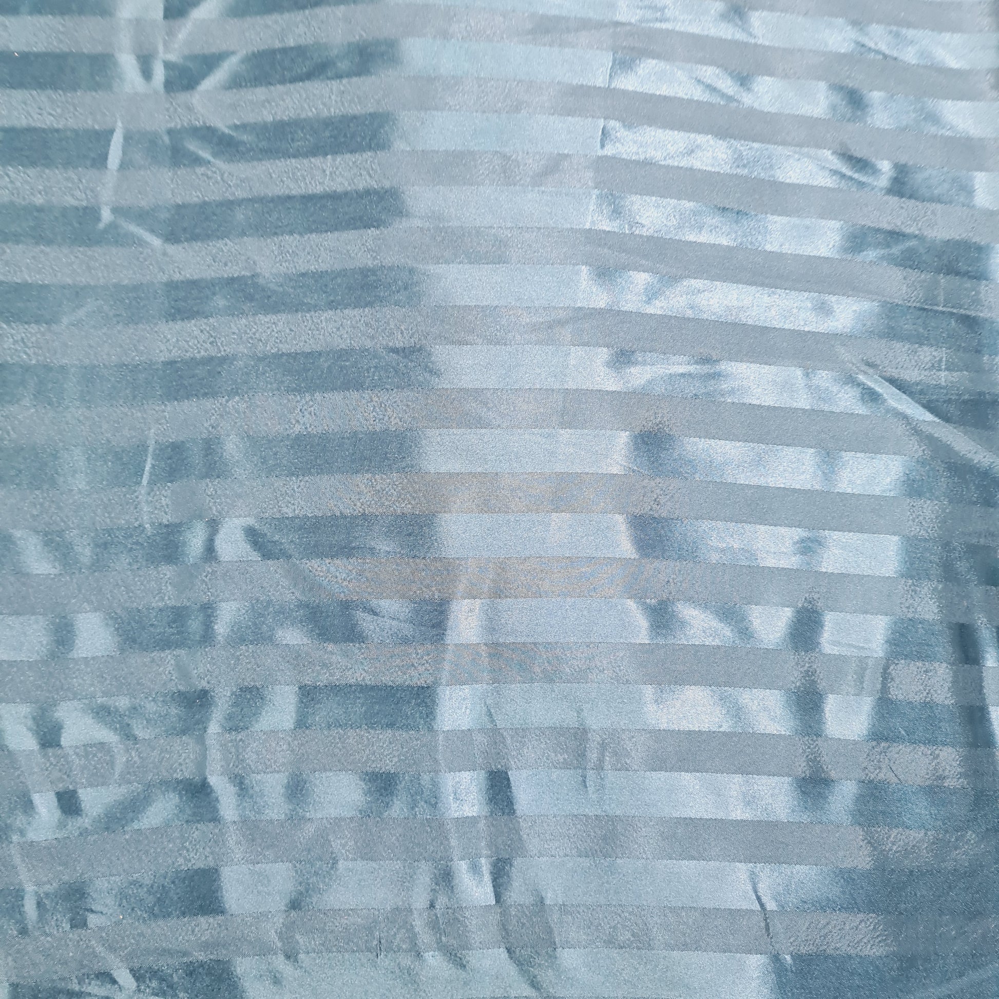 Teal Green Stripe Print Poly Satin Fabric - TradeUNO
