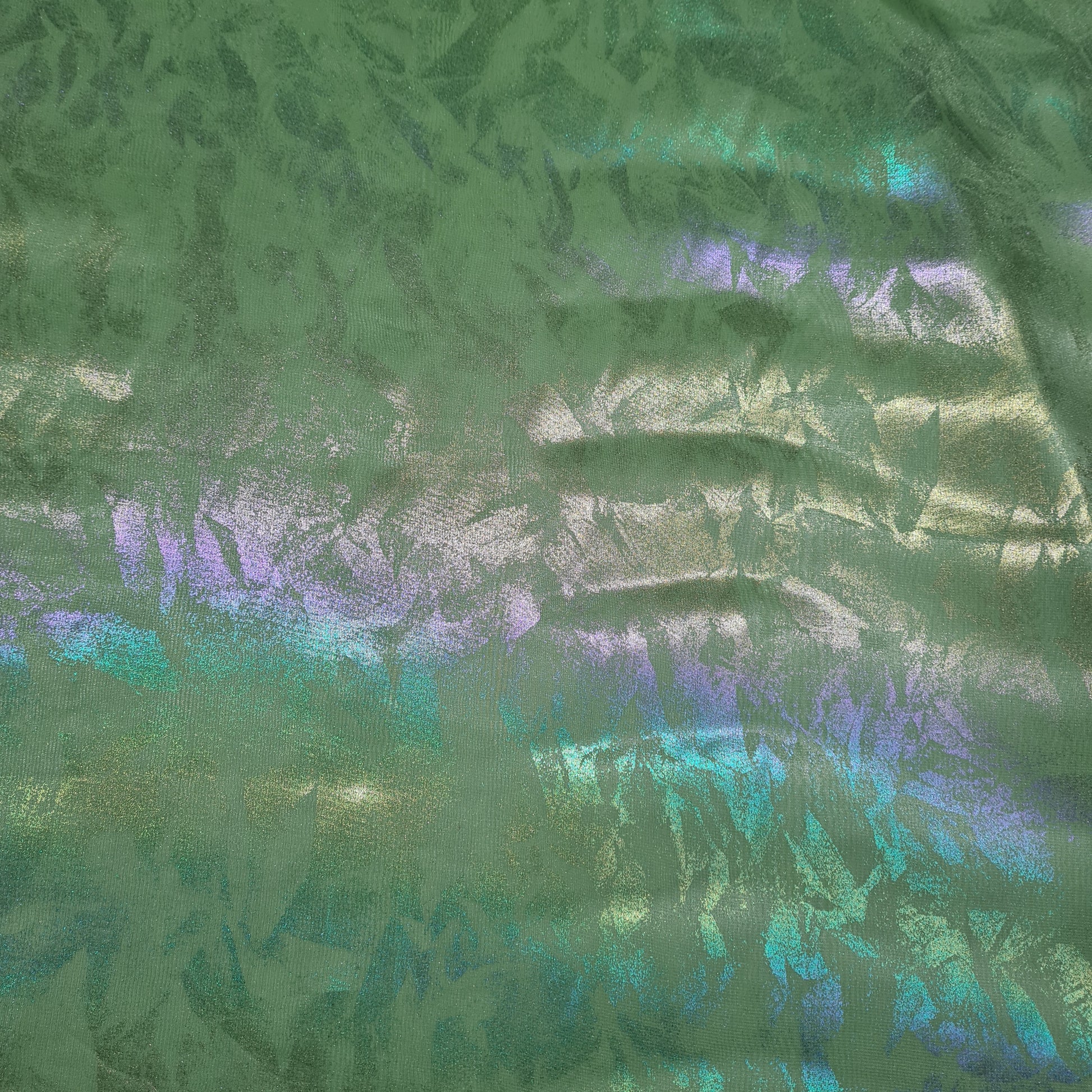 Green 3D Floral Imported Organza Fabric - TradeUNO