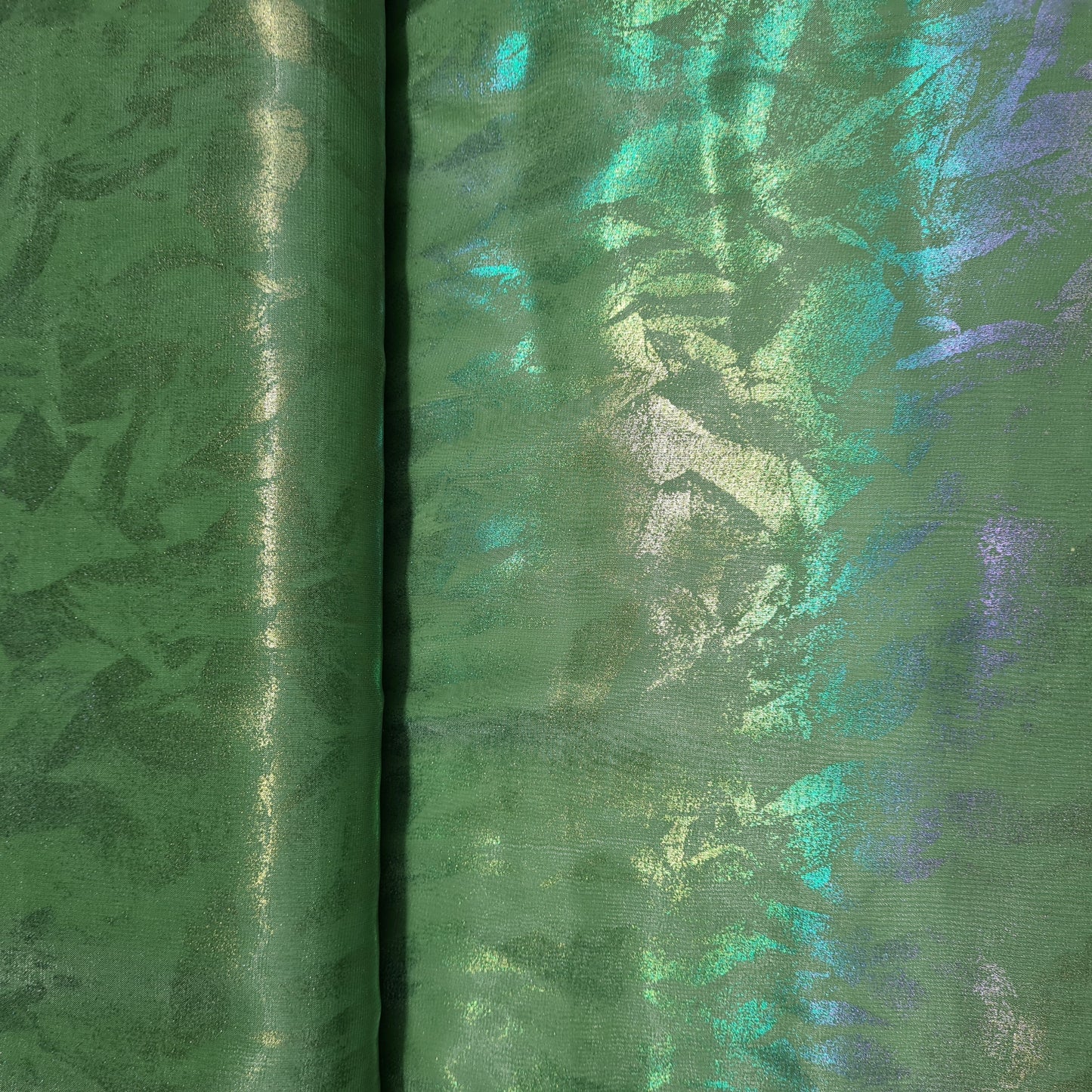 Green 3D Floral Imported Organza Fabric - TradeUNO
