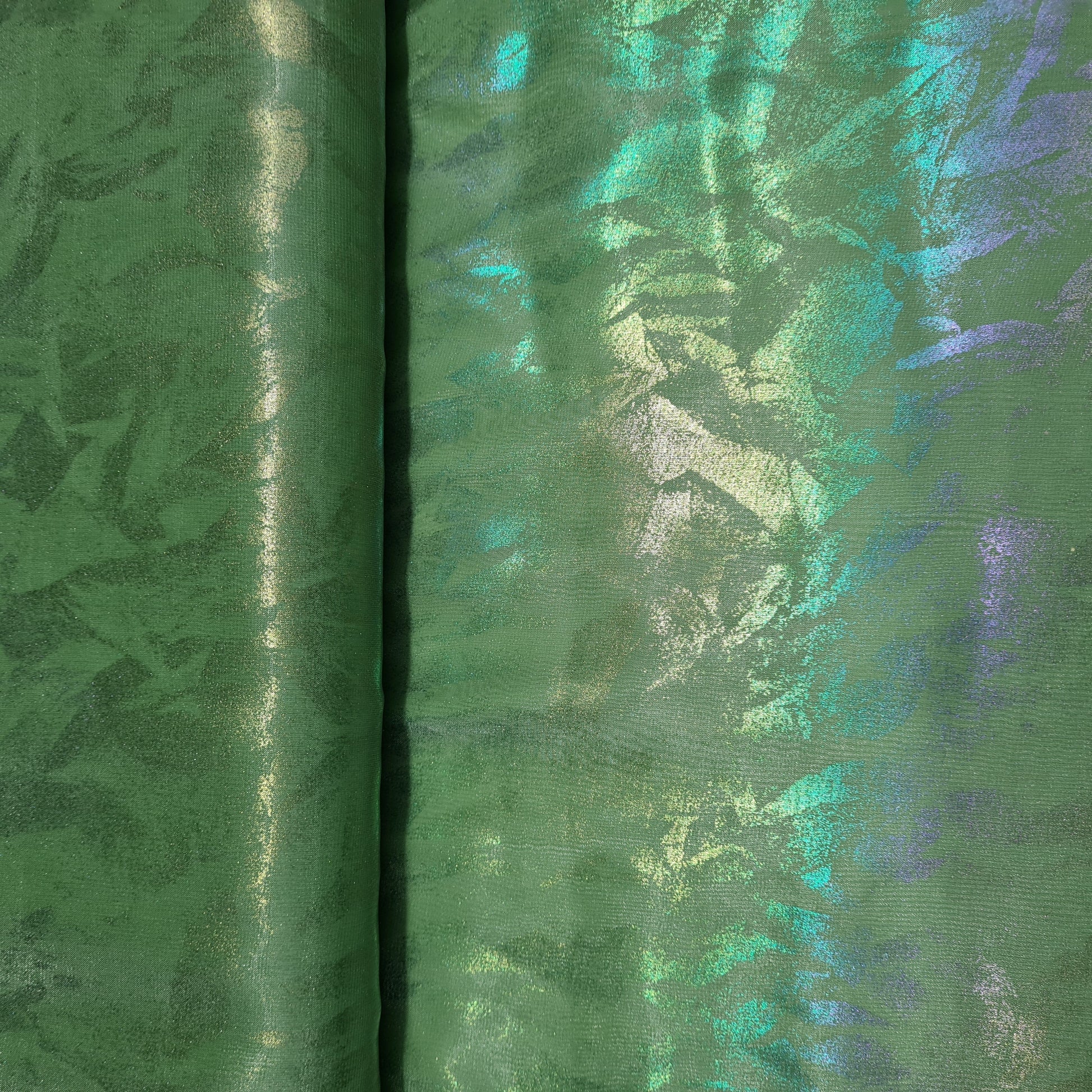 Green 3D Floral Imported Organza Fabric - TradeUNO