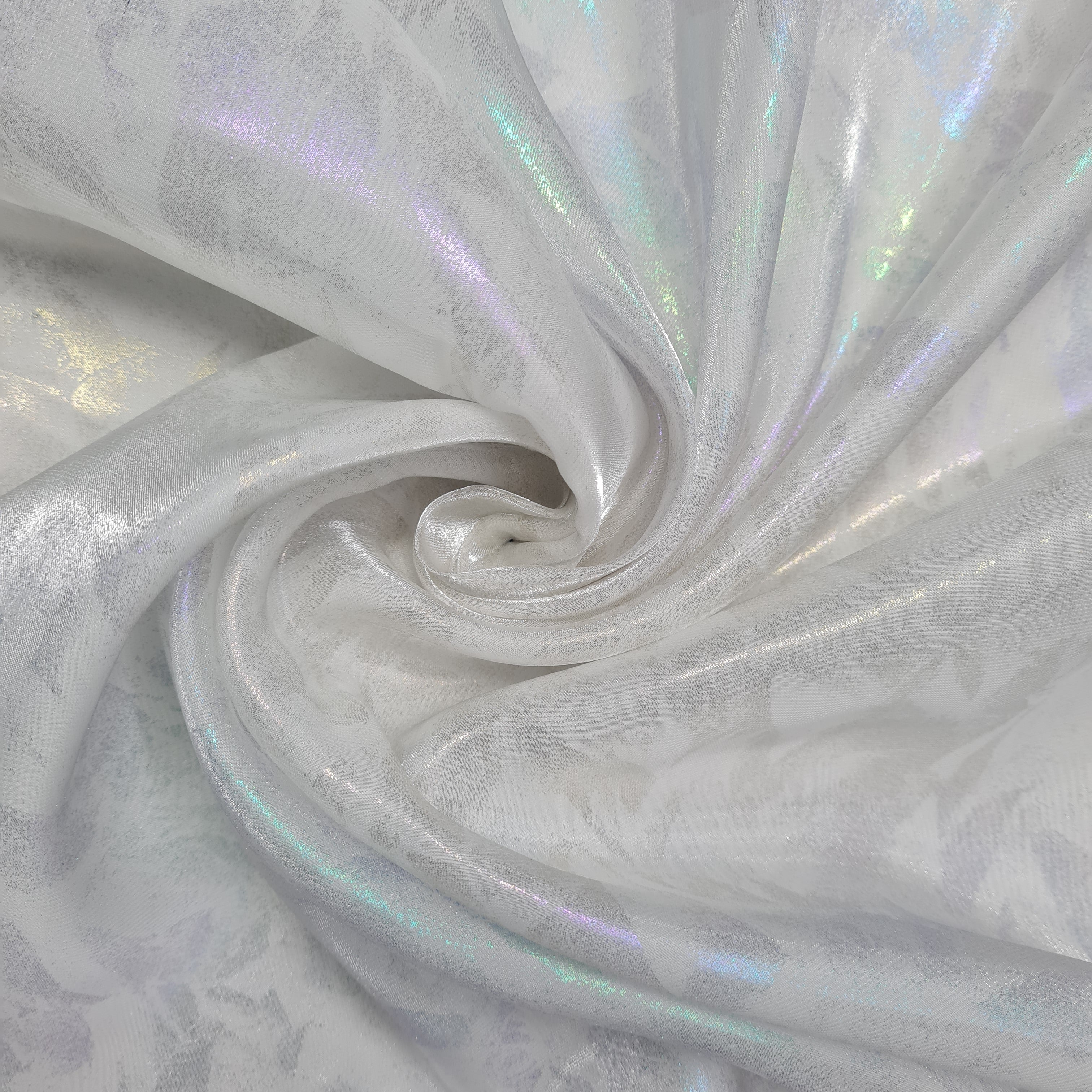 White 3D Floral Imported Organza Fabric - TradeUNO