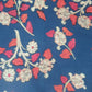 Navy Blue Floral Print Cotton linen Fabric