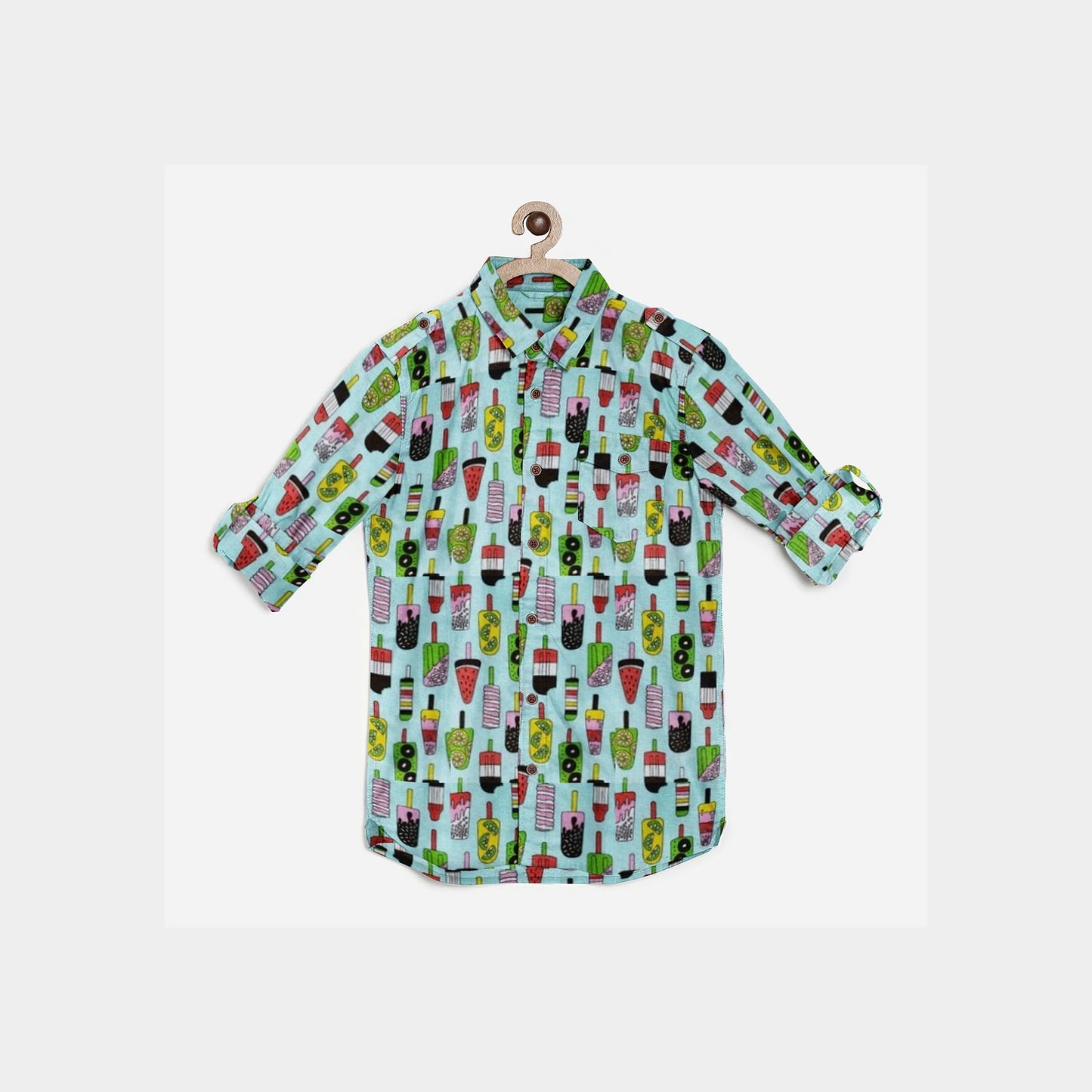 Green Ice Cream Kids Print Poplin Cotton Fabric Trade UNO
