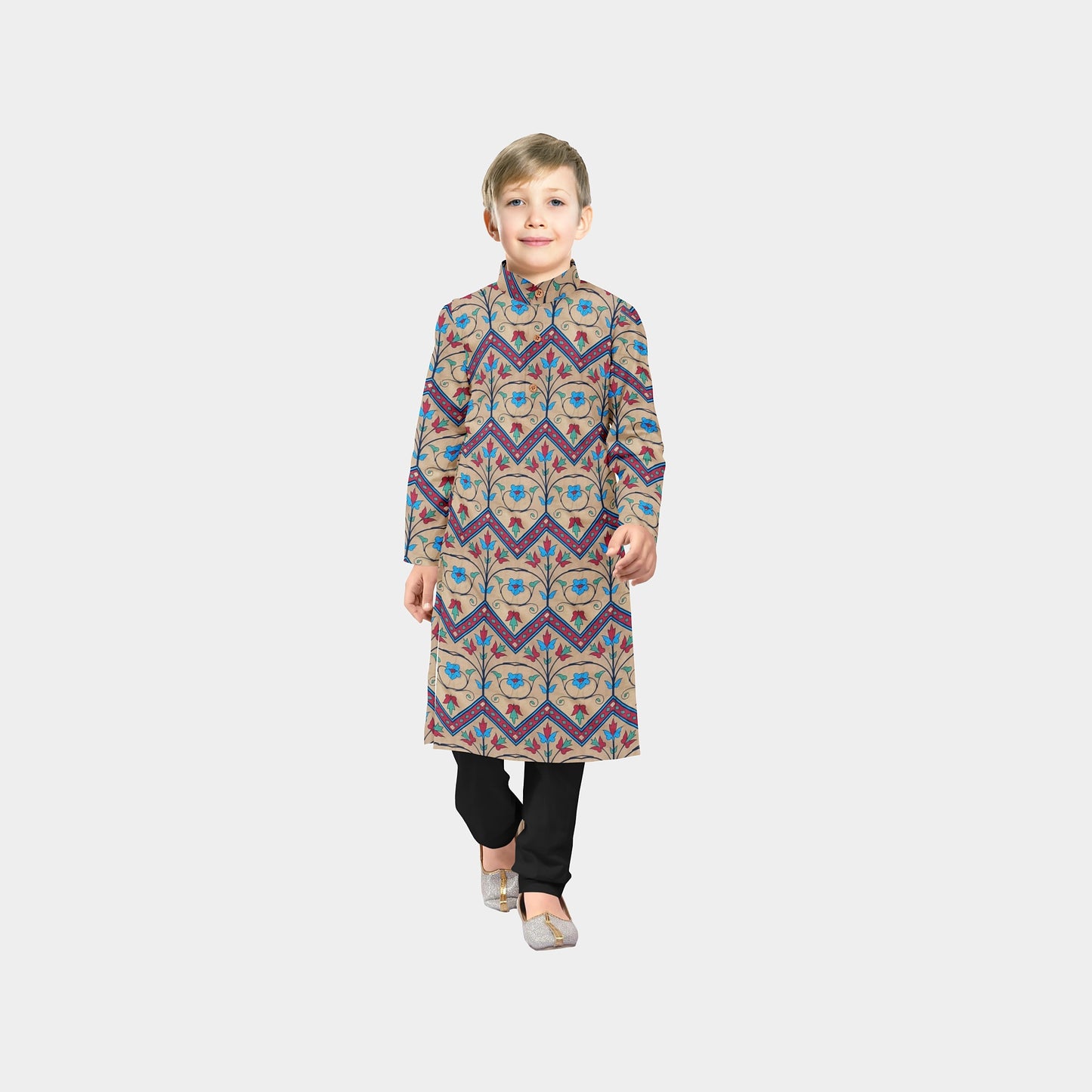 Mustard Floral & Geometrical Print Twill Fabric Trade UNO