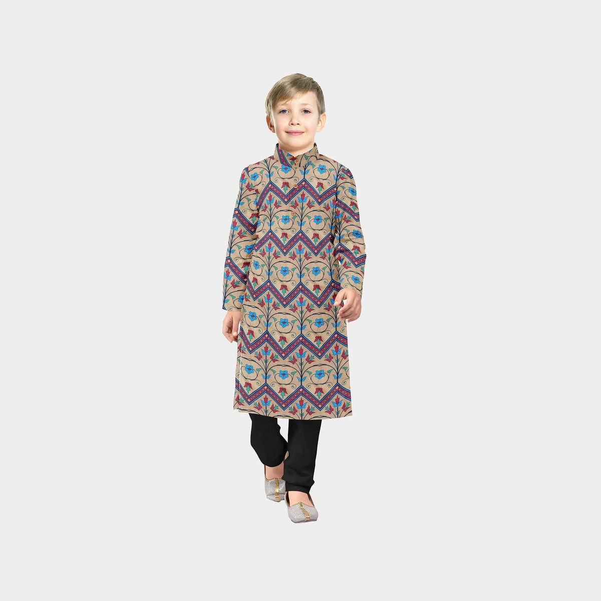 Mustard Floral Geometrical Print Pashmina Fabric