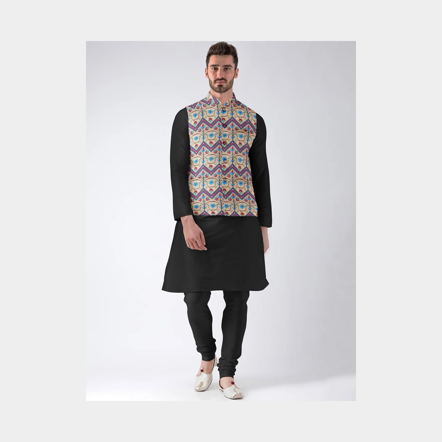 Mustard Floral & Geometrical Print Twill Fabric Trade UNO