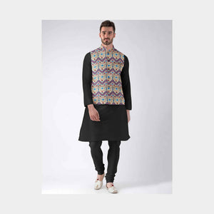 Mustard Floral Geometrical Print Pashmina Fabric