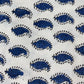 Cream & Blue Paisley With Handblock Print Cotton Fabric