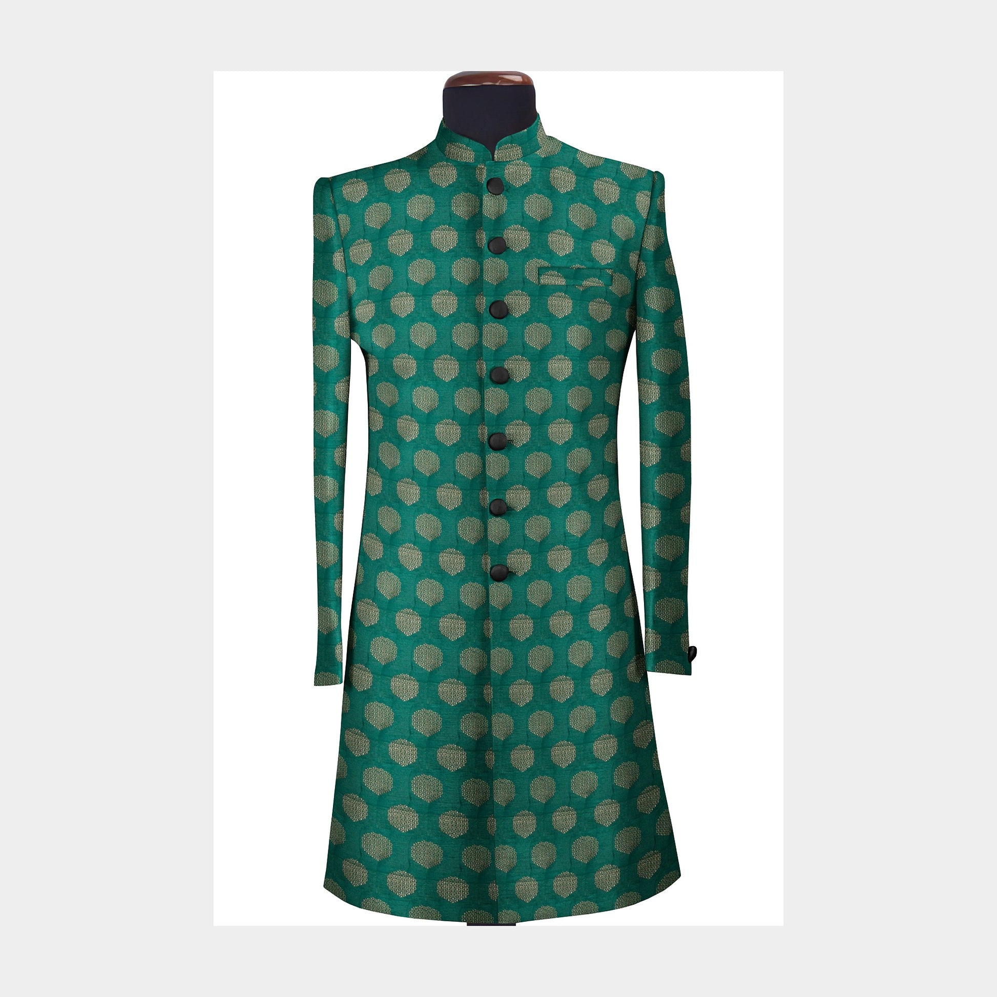 Buy Emerald Green With Golden Geometricla Brocade Fabric Online – TradeUNO  Fabrics