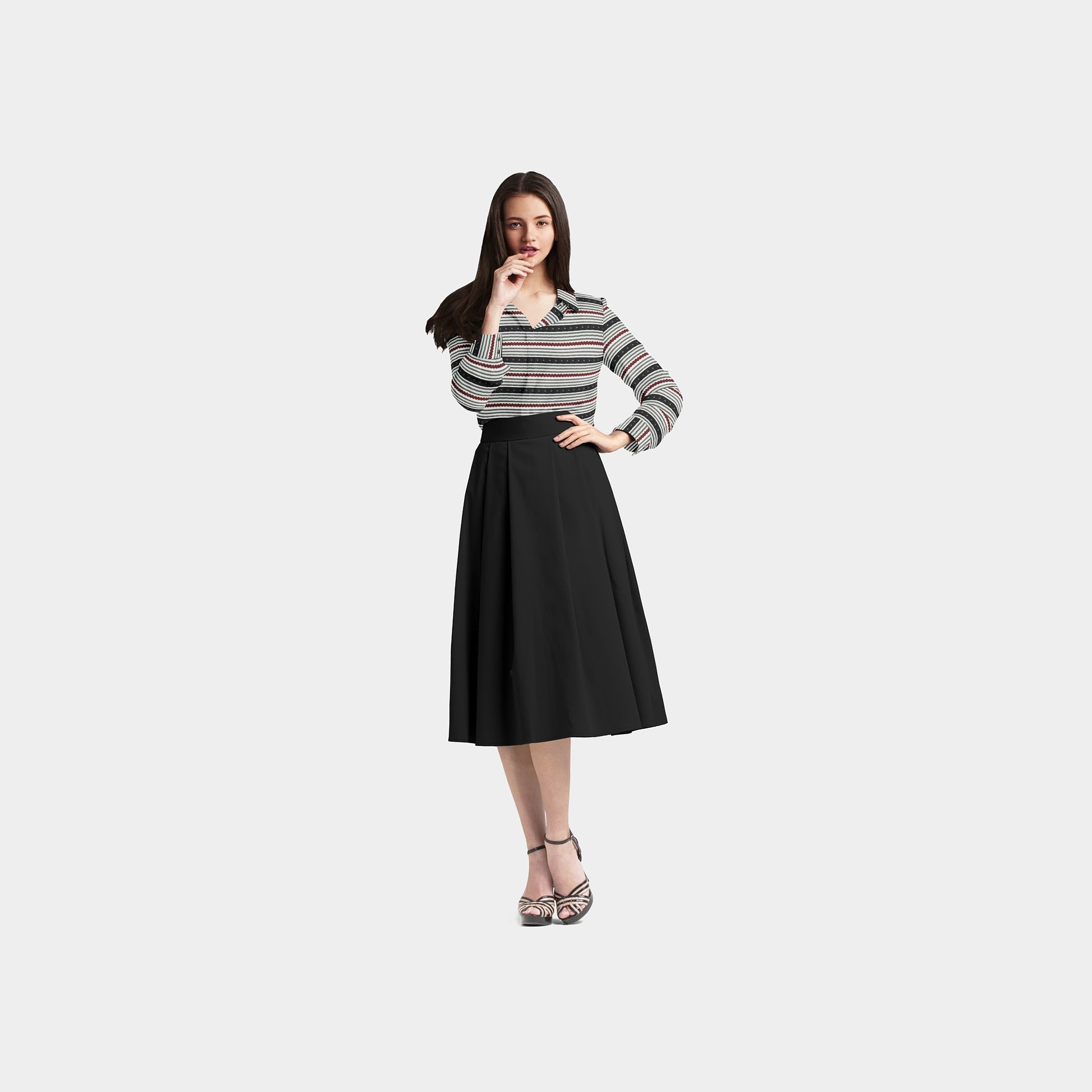 White & Grey Stripes Cotton Fabric Trade UNO