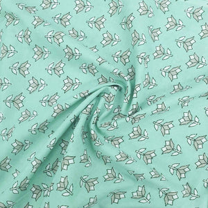 Sea Green Handblock Floral Print Cotton Fabric