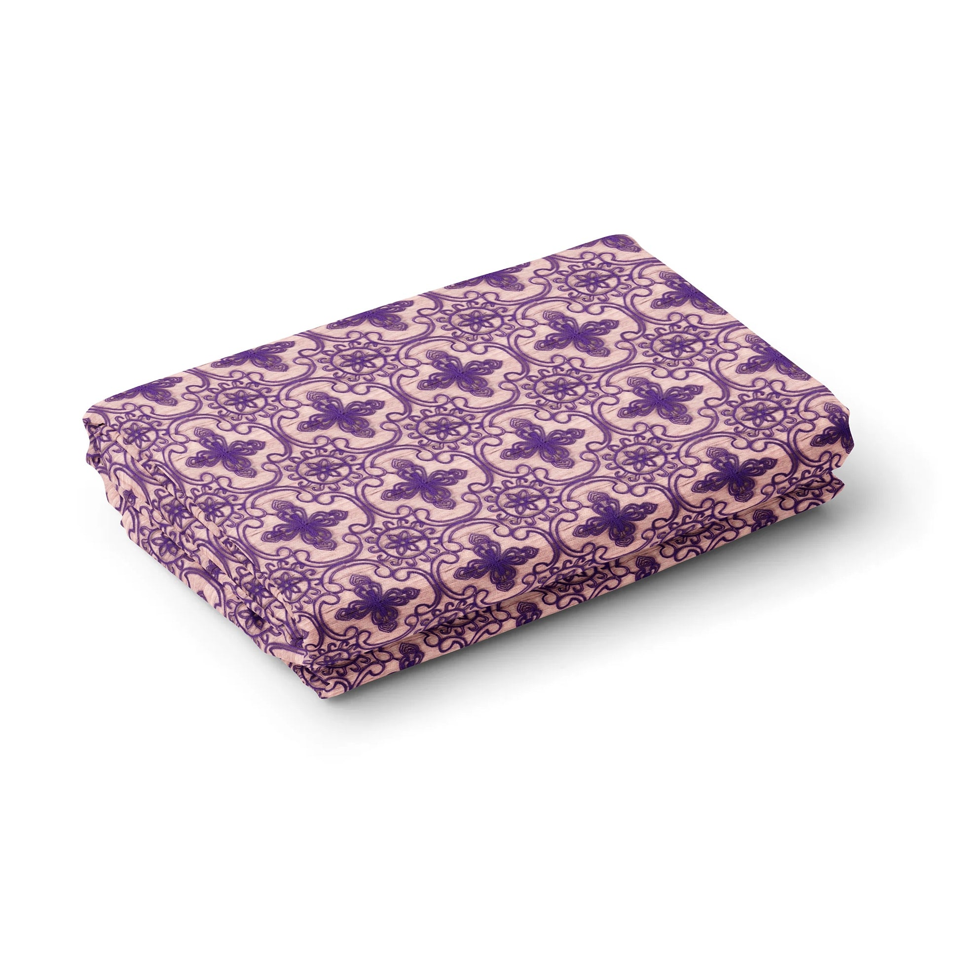 Amethyst Purple Floral Print Crochet Fabric