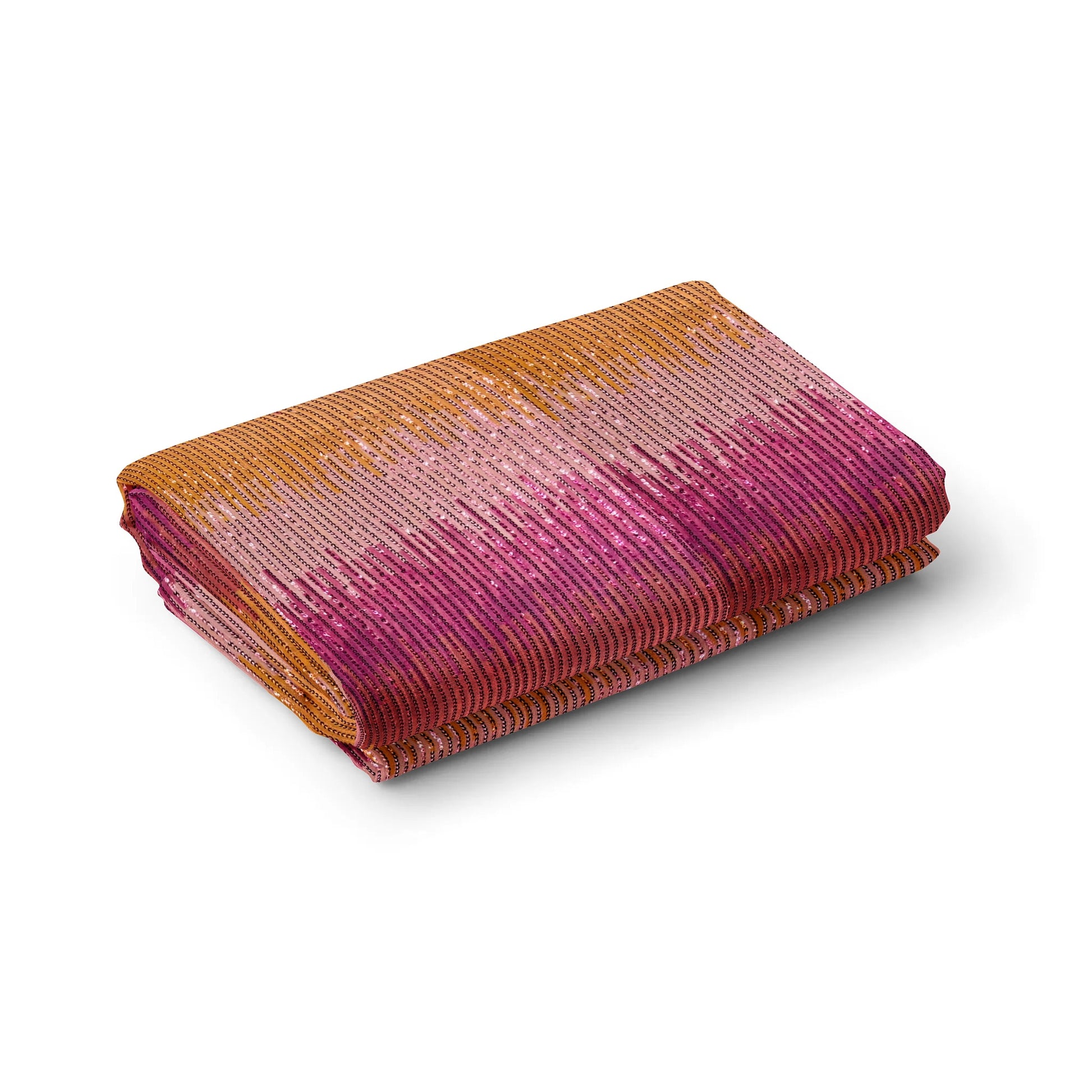 Pink & Yellow Sequence Embroidery Net Fabric - TradeUNO