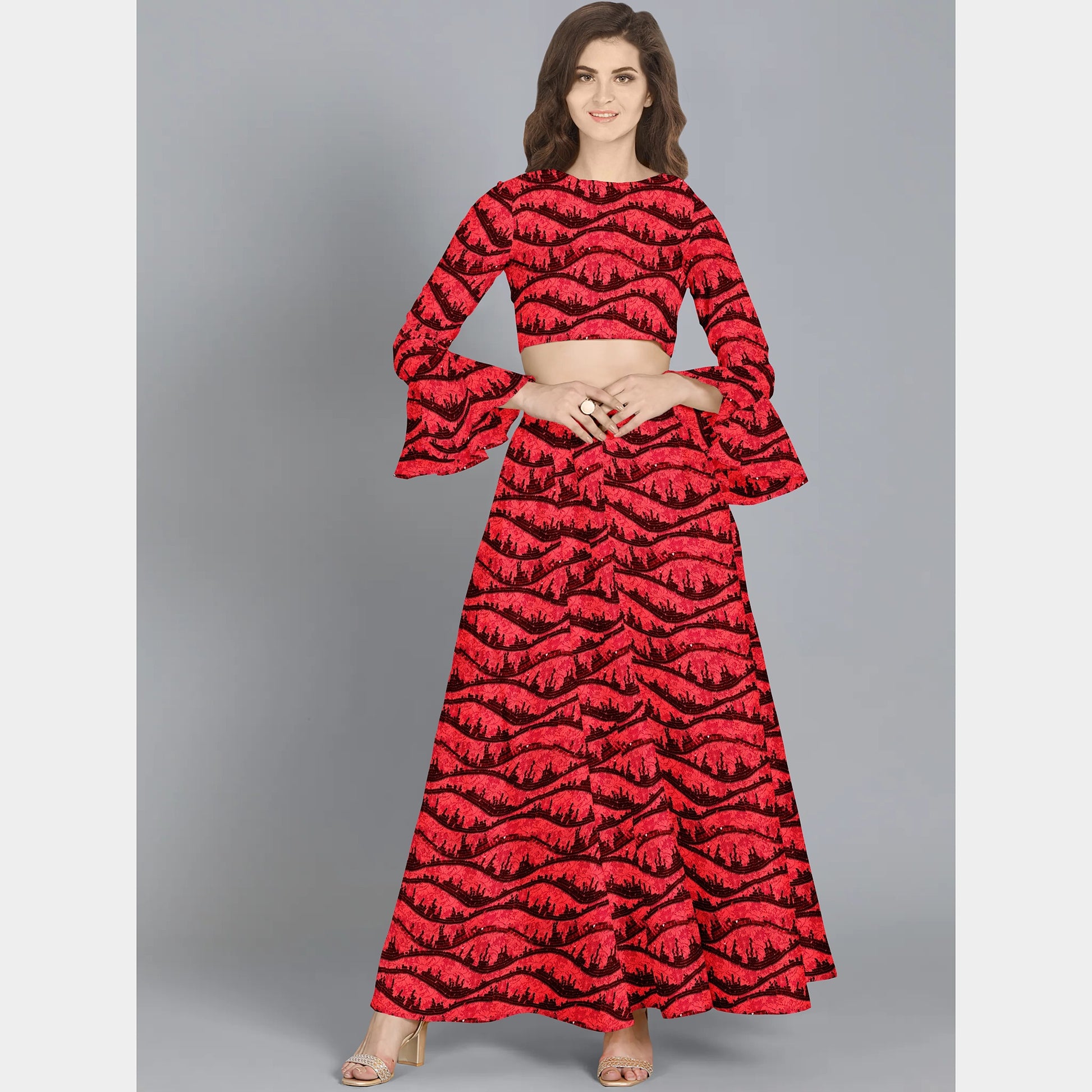 Red Lace Sequence Fabric - TradeUNO