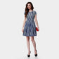 Navy Blue White Stripes With Foil Knitted Lycra Fabric - TradeUNO