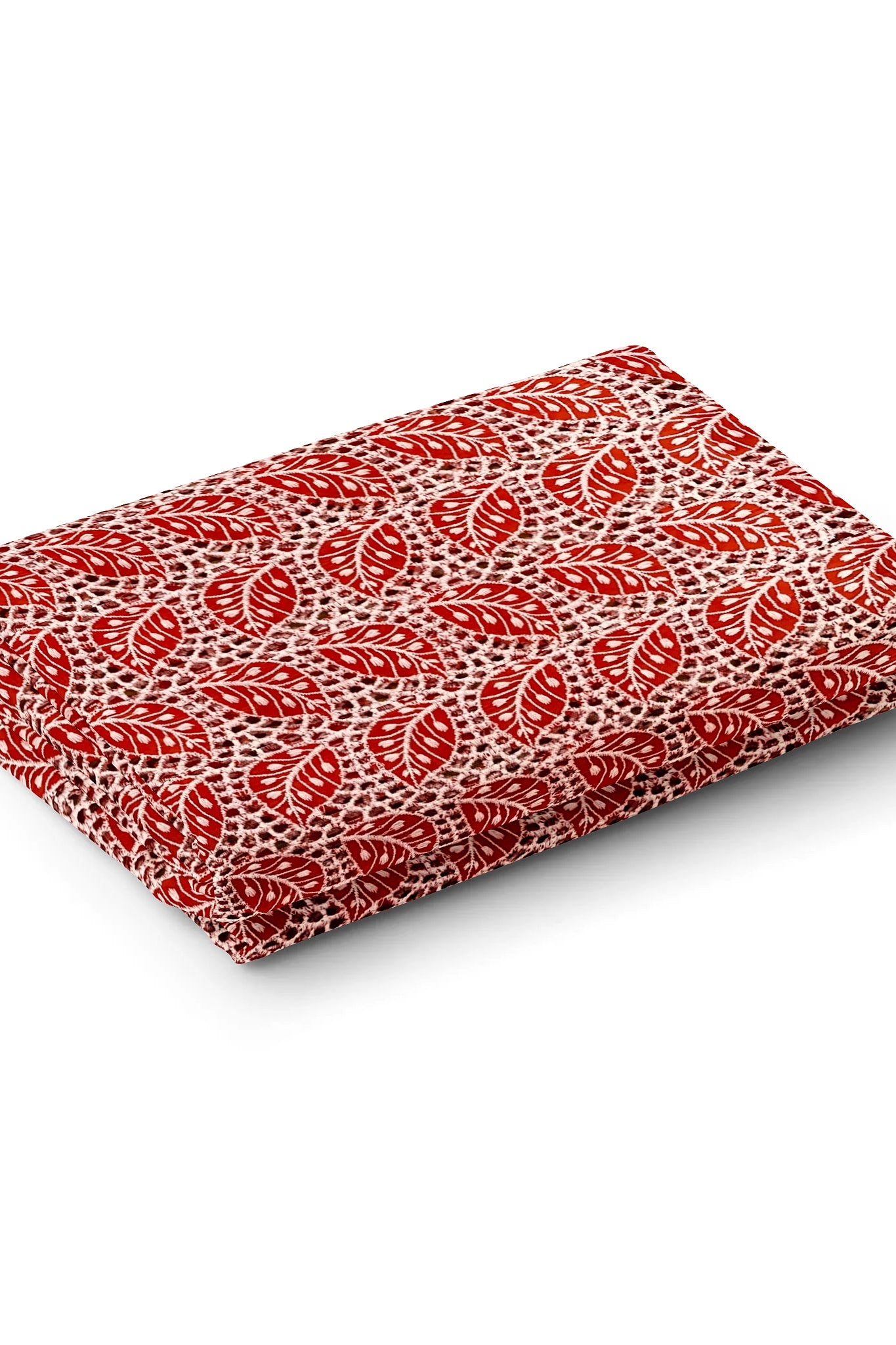 Orange Floral Schiffli Embroidery Cotton Fabric