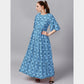 Blue Schiffli Embroidery Cotton Fabric