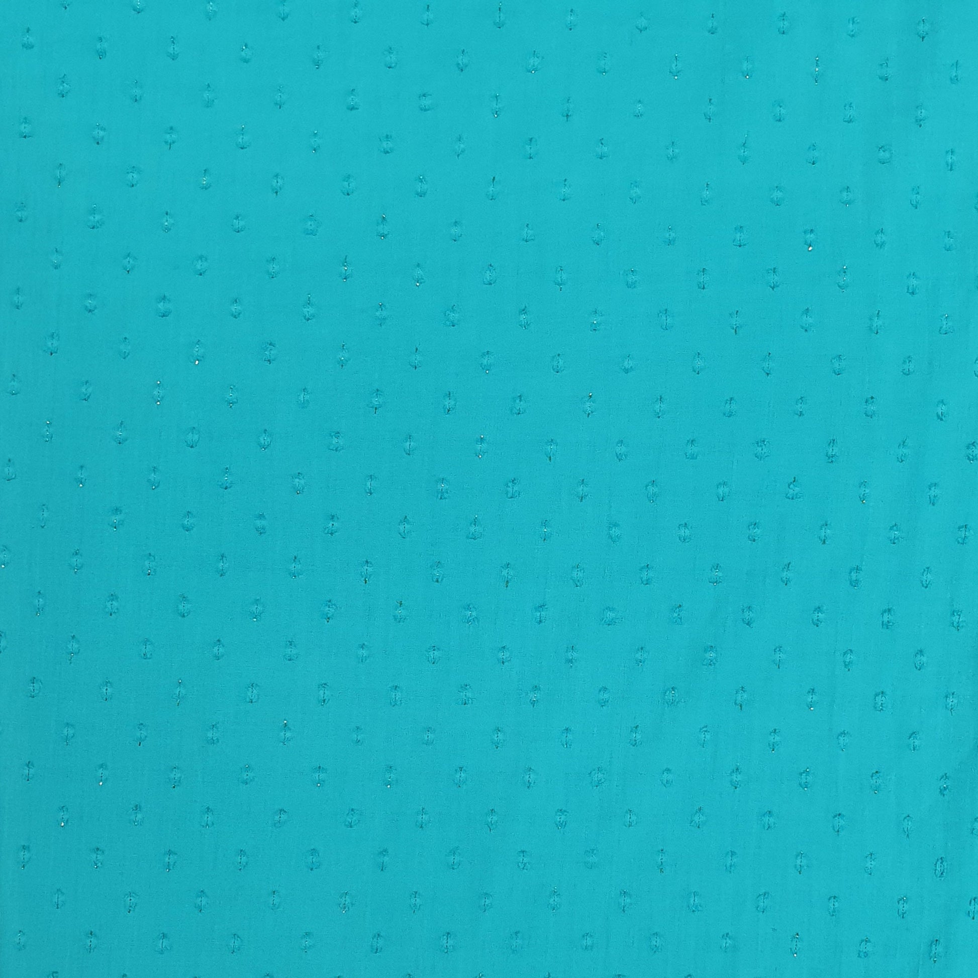 Aqua Blue Solid With Golden Lurex Cotton Fabric Trade UNO
