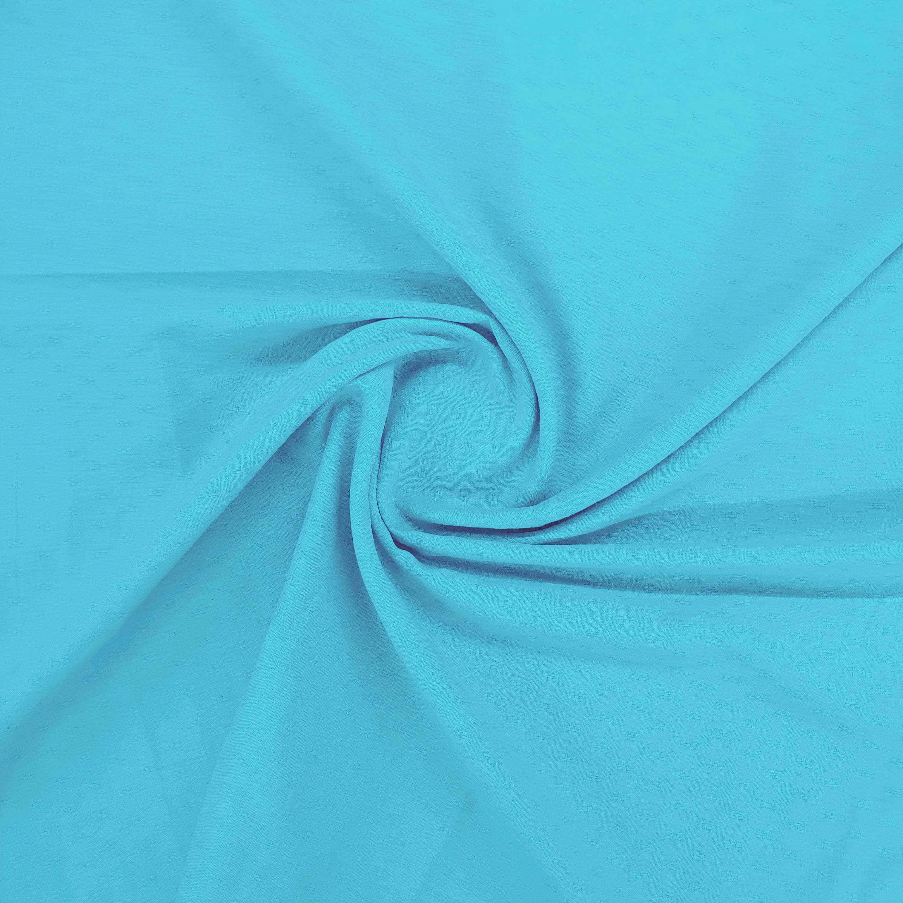 Aqua Blue Solid Jacquard Cotton Fabric 48 Inches Plain Weave TU-2016