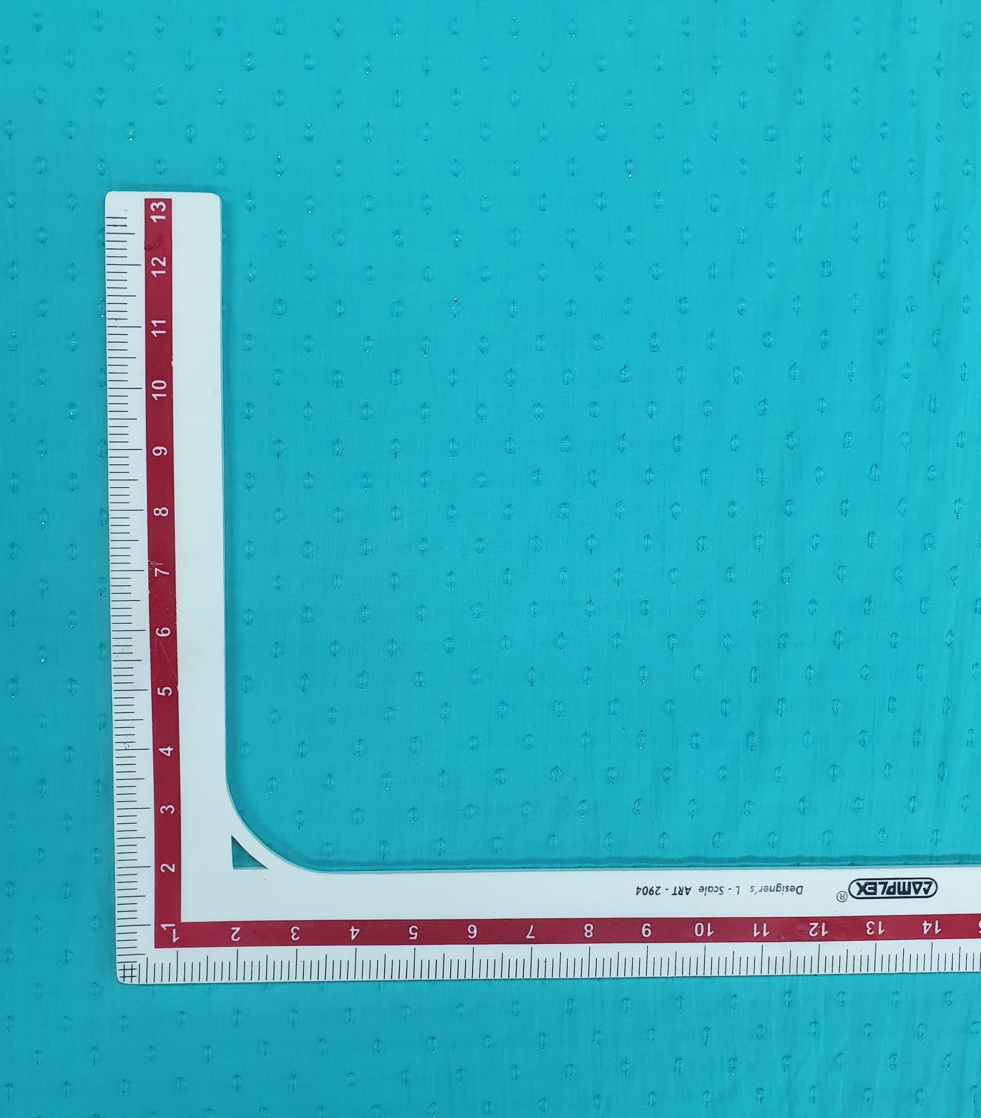 Aqua Blue Solid With Golden Lurex Cotton Fabric Trade UNO