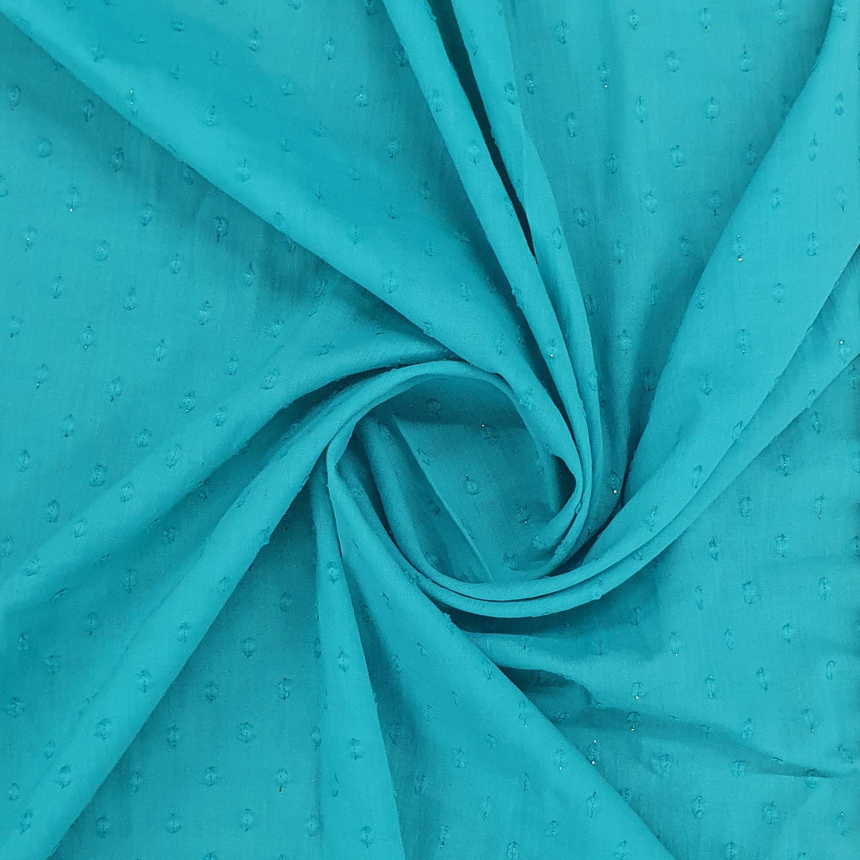 Aqua Blue Solid With Golden Lurex Cotton Fabric Trade UNO