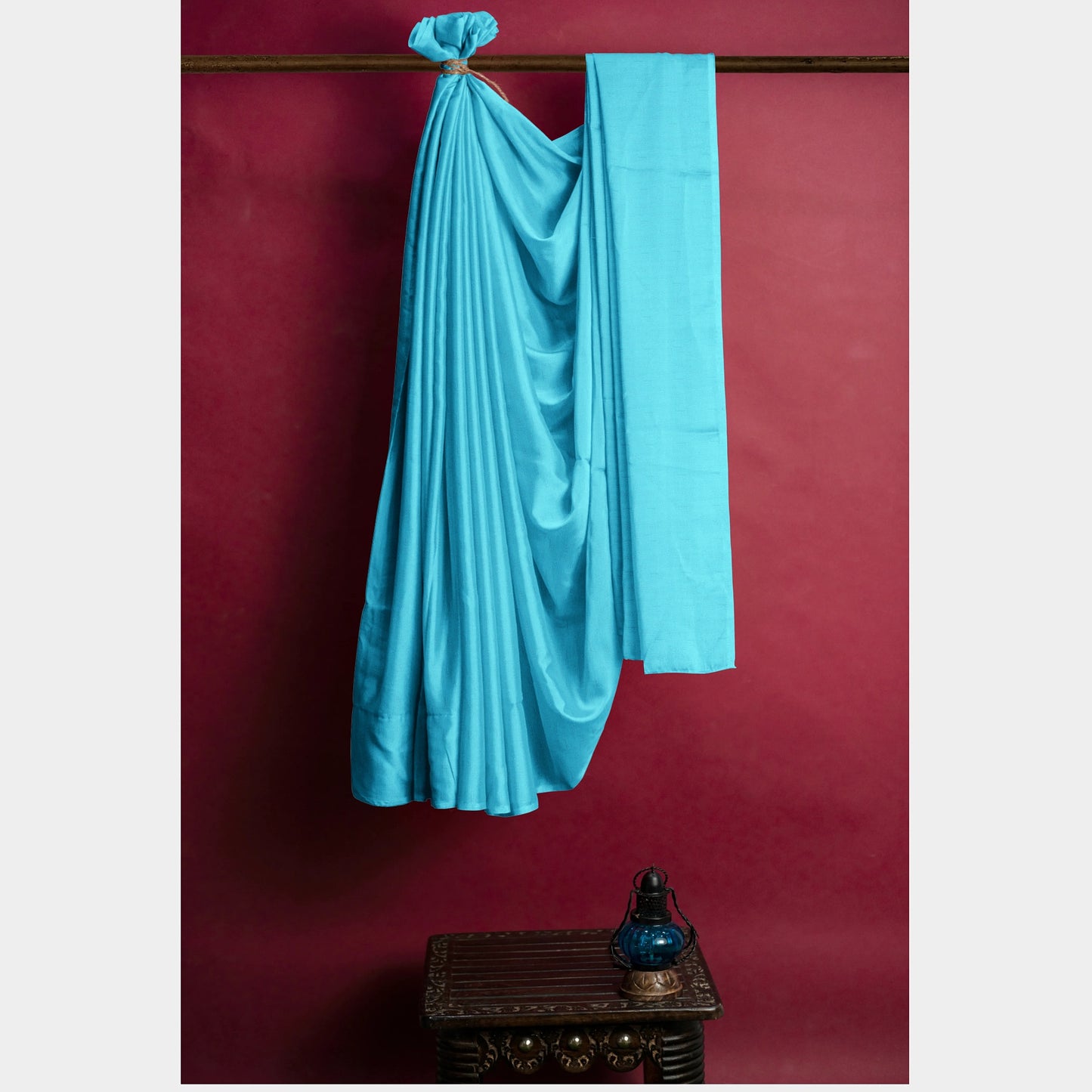 Aqua Blue Solid Jacquard Cotton Fabric 48 Inches Plain Weave TU-2016