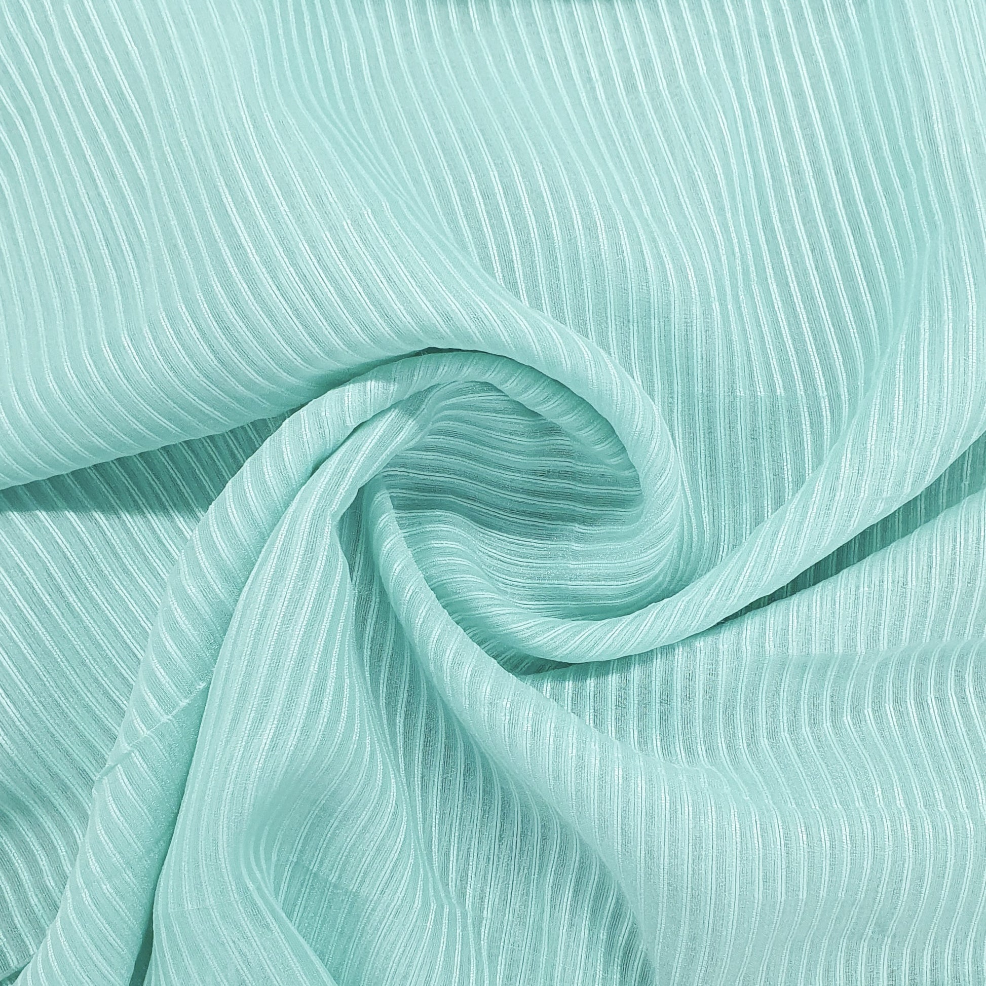 Aqua Blue Stripe Organza Fabric Trade UNO