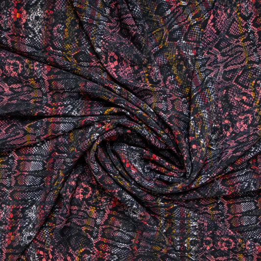 Black Animal Print Silk Crepe Fabric Trade UNO