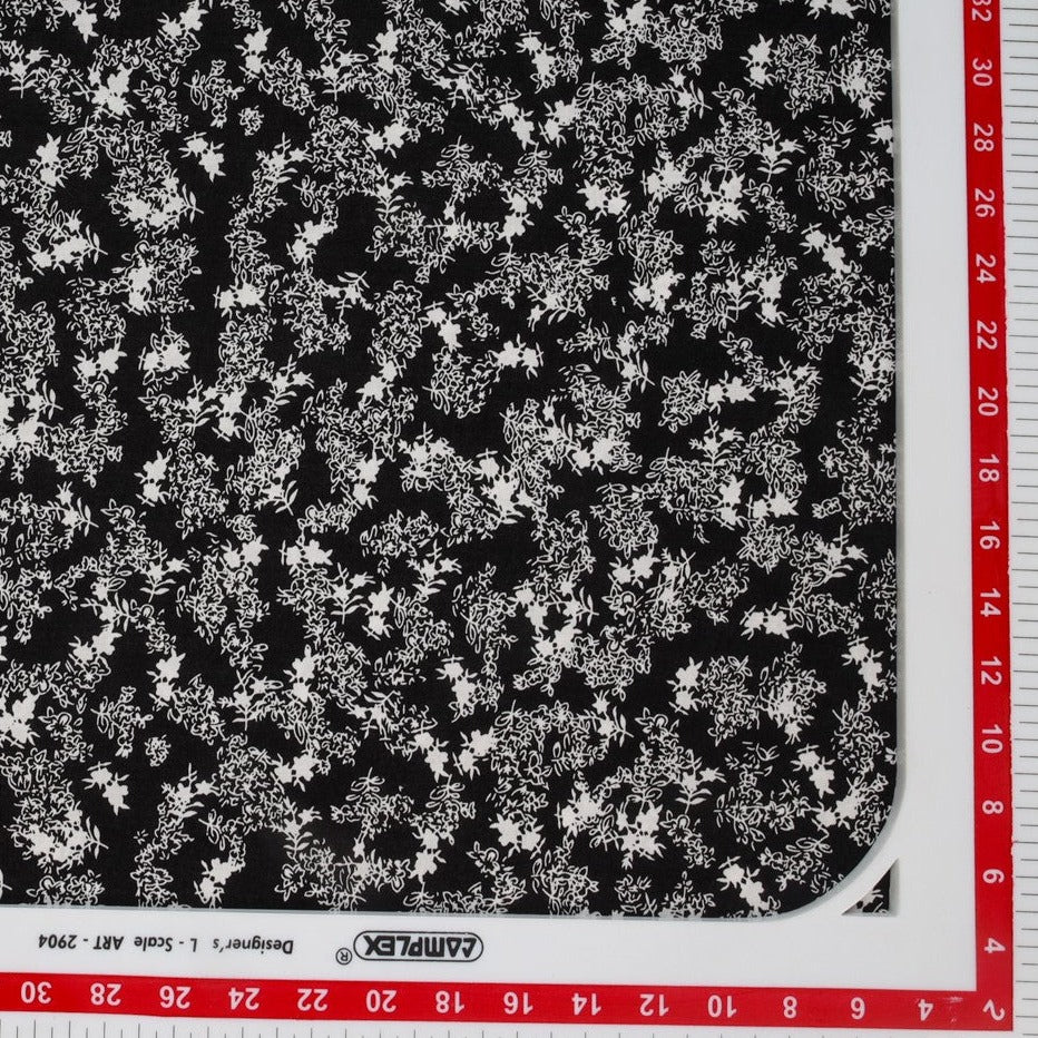Buy Black and white Ditsy Floral Print Rayon Fabric online