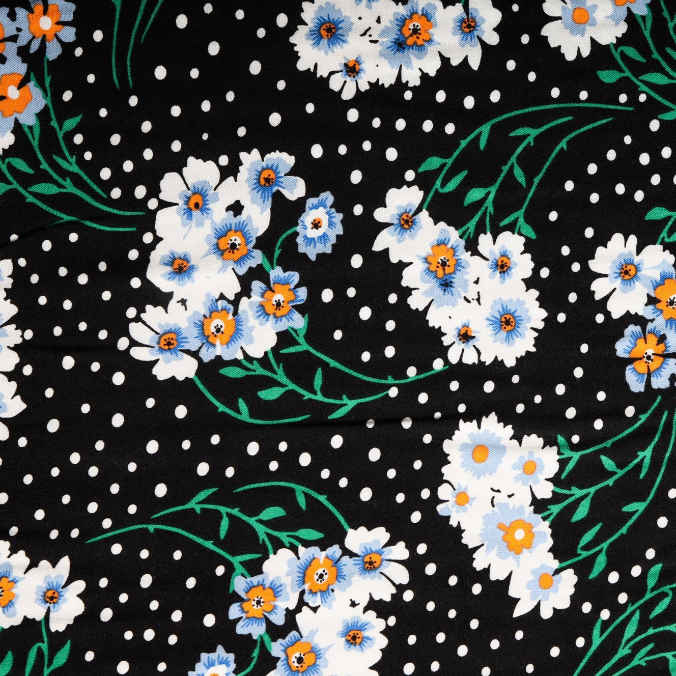 Black Floral Print Rayon Fabric Trade UNO