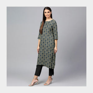 Black Traditional Print Viscose Dobby Fabric - TradeUNO