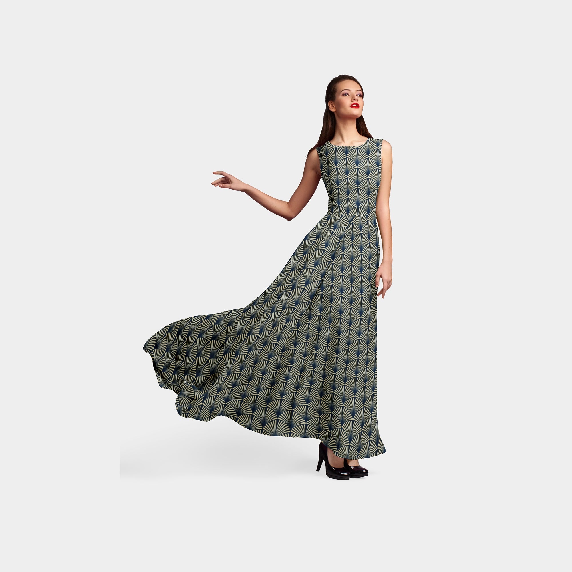 Black Traditional Print Viscose Dobby Fabric - TradeUNO