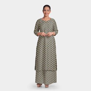 Black Brown Traditional Ikkat Print Brocade Fabric