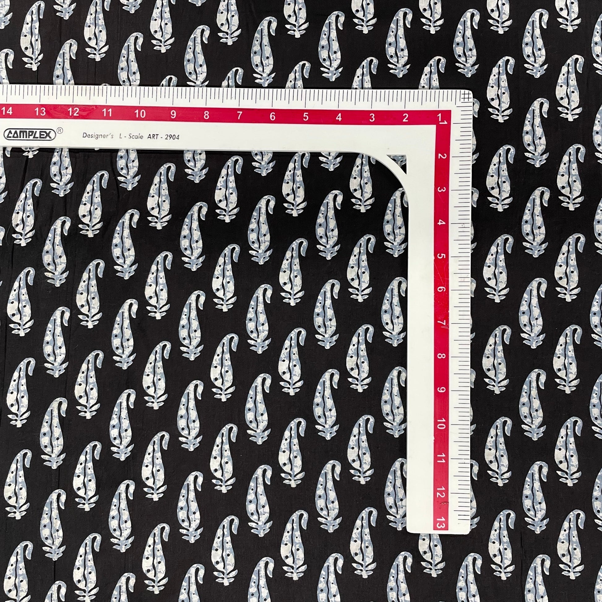 Black & White Paisley With Hand Block Print Cotton Fabric Trade UNO
