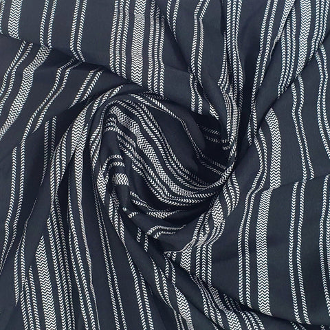 Black & White Stripe Poly Rayon Fabric Trade UNO