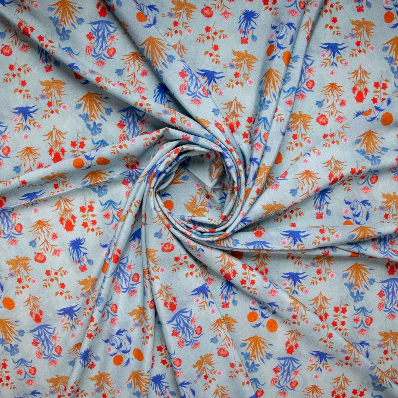 Buy Blue Floral Print Crepe Fabric Online at TradeUno – TradeUNO