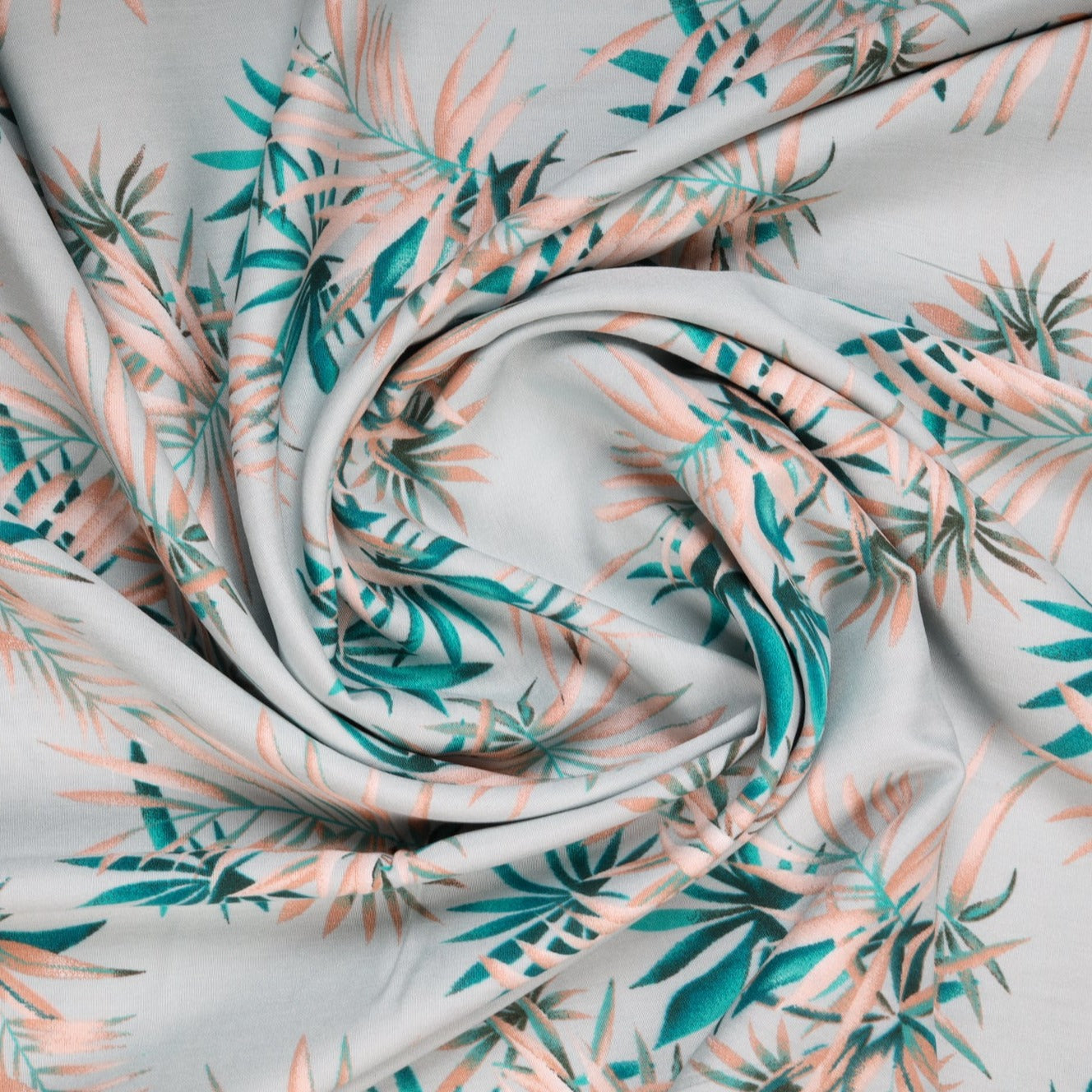 Creme & Blue Floral Print Rayon Fabric online India 