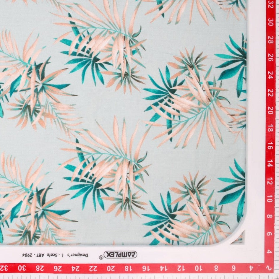 Creme & Blue Floral Print Rayon Fabric online