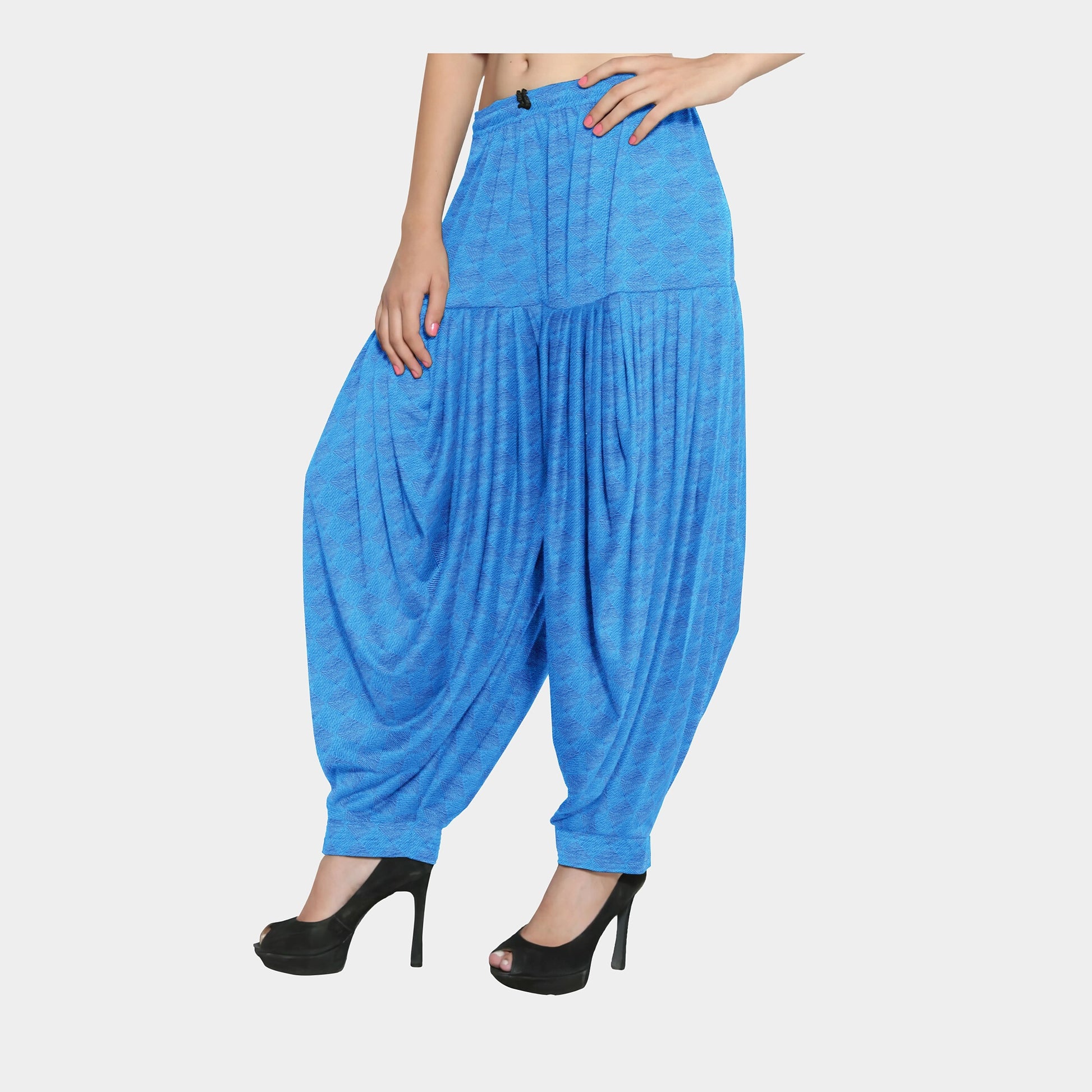 Blue Geometrical Thread Embroidery Cotton Fabric - TradeUNO