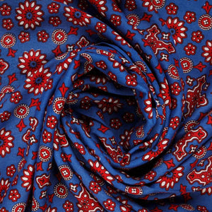 Blue Traditional Print Rayon Fabric , 44 Inches , Plain Weave , TU 1755