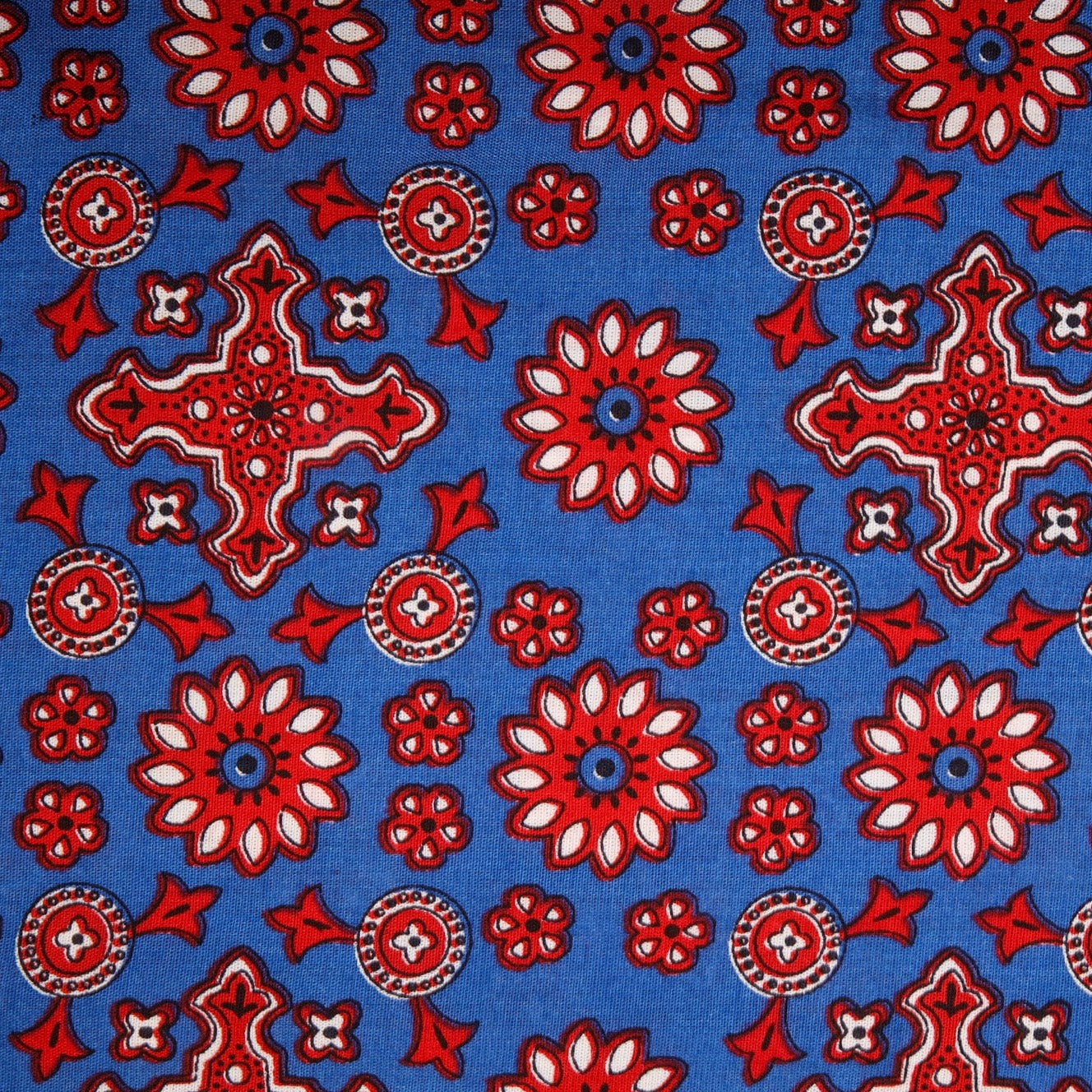 Blue Mughal Print Rayon Fabric Online India